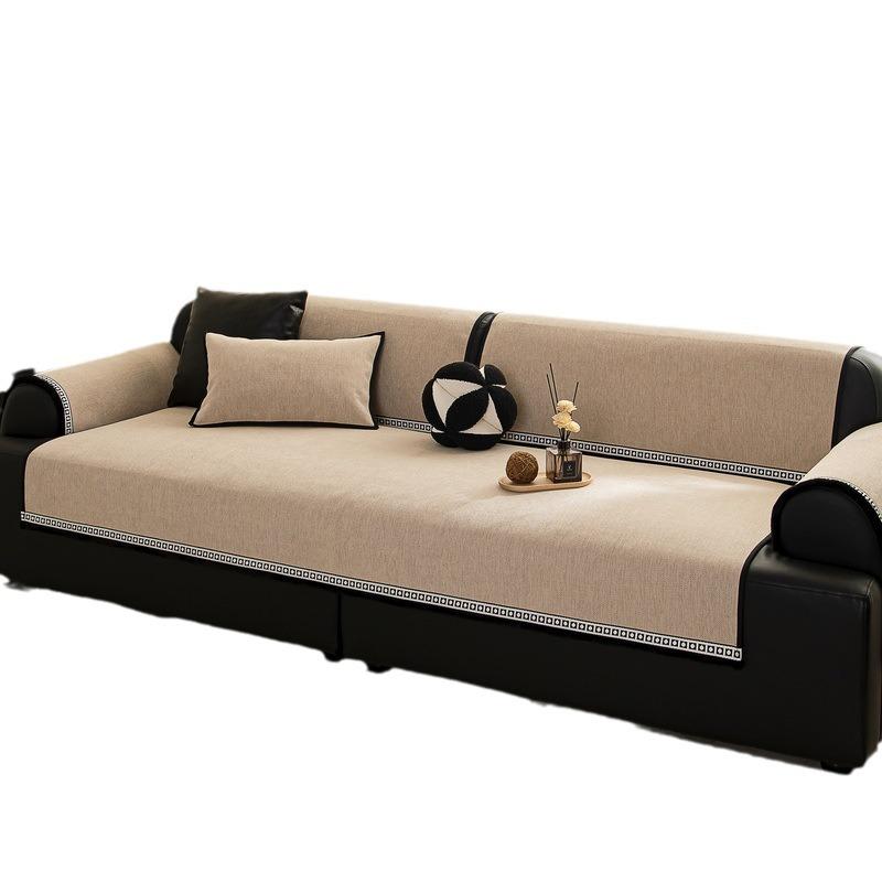 Simple Solid Color Sofa Cushion  New Four-Season Universal Straight Row Cloth Towel High-End Non-Slip Leather Sofa Seat Cushion
