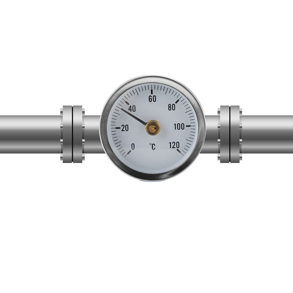 63mm Durable 0-120 DegreeC Bimetal Thermomet Clip-on Pipe Thermometer Temperature Gauge With Spring
