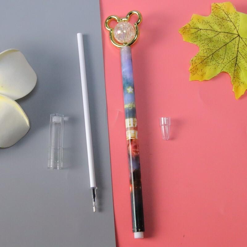 1 Piece Cute Cartoon Crystal Gel Ink Pens Kawaii Stationery Material Office School Supplies Gifts Gel Pen