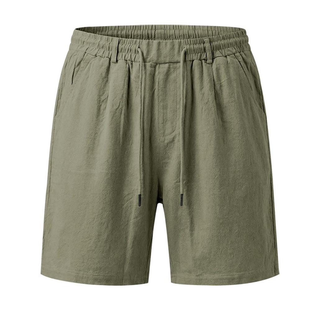 Men's Casual Loose Fit Linen Shorts with Elastic Waistband Drawstring and Pockets for Daily Commute Sport Beachwear