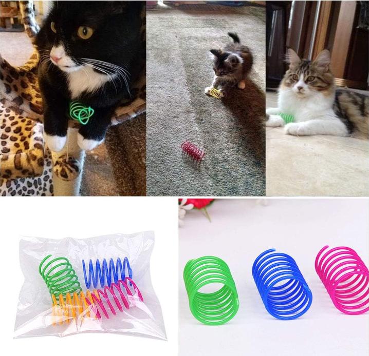 Interactive Cat Spiral Creative  To Kill Time and Keep Fit, Sturdy and Heavy Plastic for Swatting, Biting, Hunting Kitten Toys, Colorful, 4 Pcs