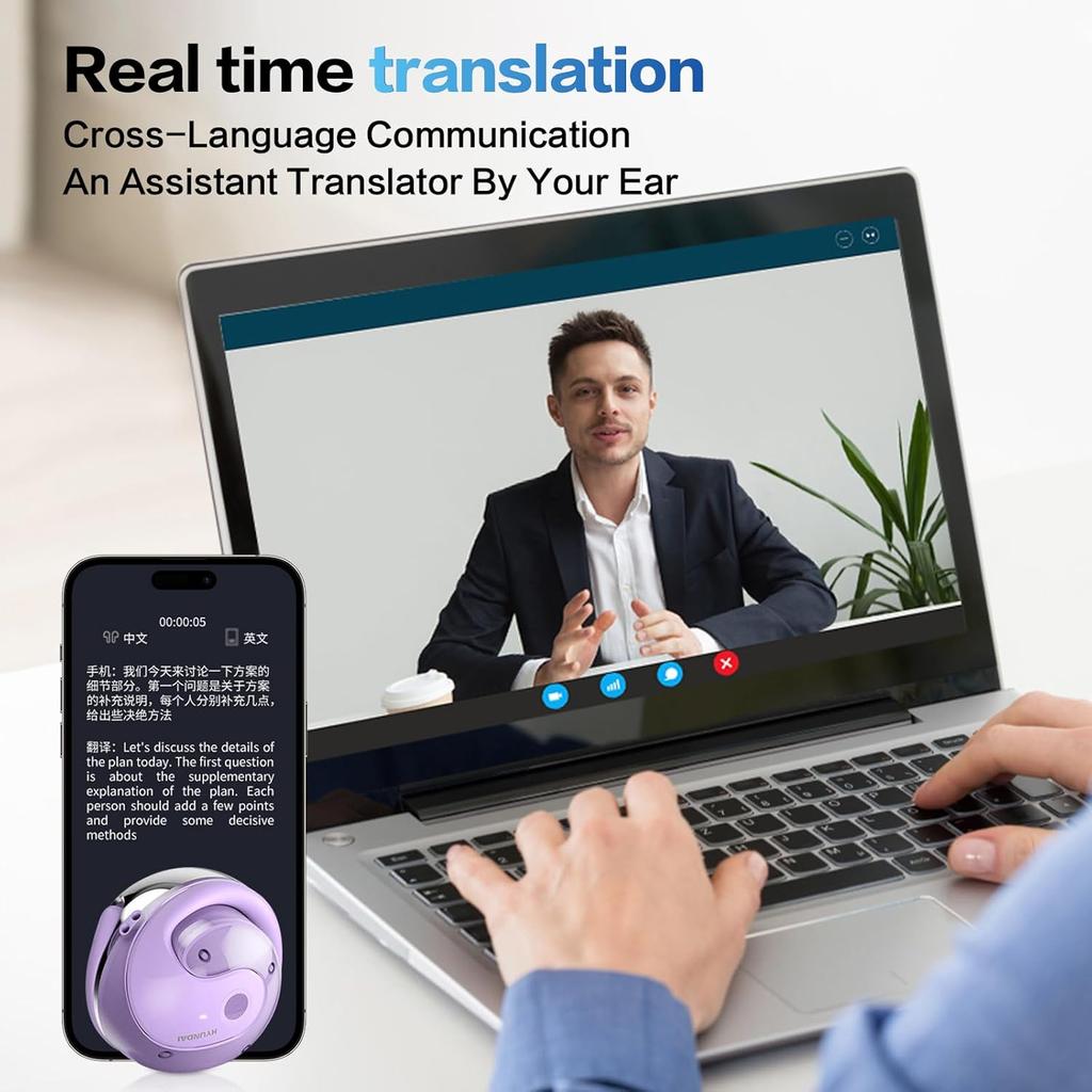 Translation Earbuds Real Time, Hy-T26 Pro Language Translator, Ai Translator Earbuds Translating Headphones Real Time, Wireless Translator Earbuds,