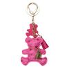 Leather Keychain Teddy Bear Fuchsia Tassels Bag Charm