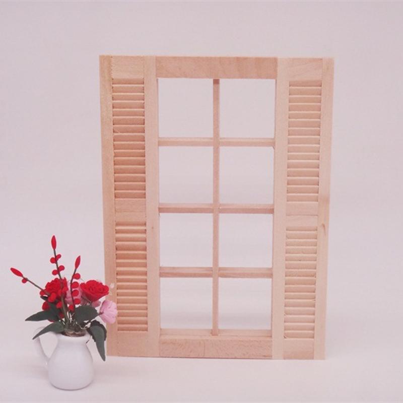8 Grid Realistic Dollhouses Window Shutters Scene Room Accessory Handmade Wooden Shutter 1/12 Scale Miniature Furniture