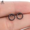Mini Stainless Steel Geometric Earrings Black for Women Men Heart Triangle Leaf Volleyball Ear Studs Punk Piercing Pendientes