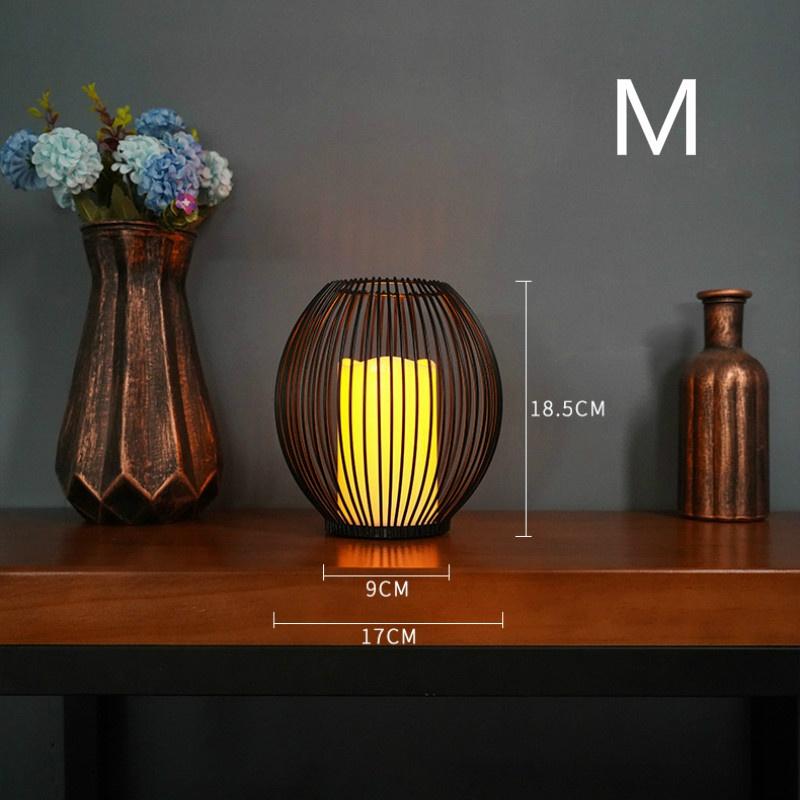 İskandinav Minimalist Ferforje Dekorasyon Gece Lambası Led Simülasyon Mum Kahve Restoran Yaratıcı Kapalı Ev El Sanatları