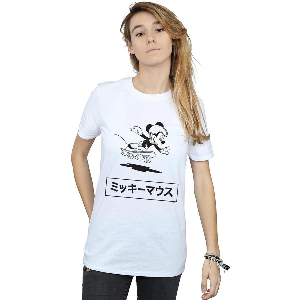 Disney Womens/Ladies Mickey Mouse Skating Cotton Boyfriend T-Shirt