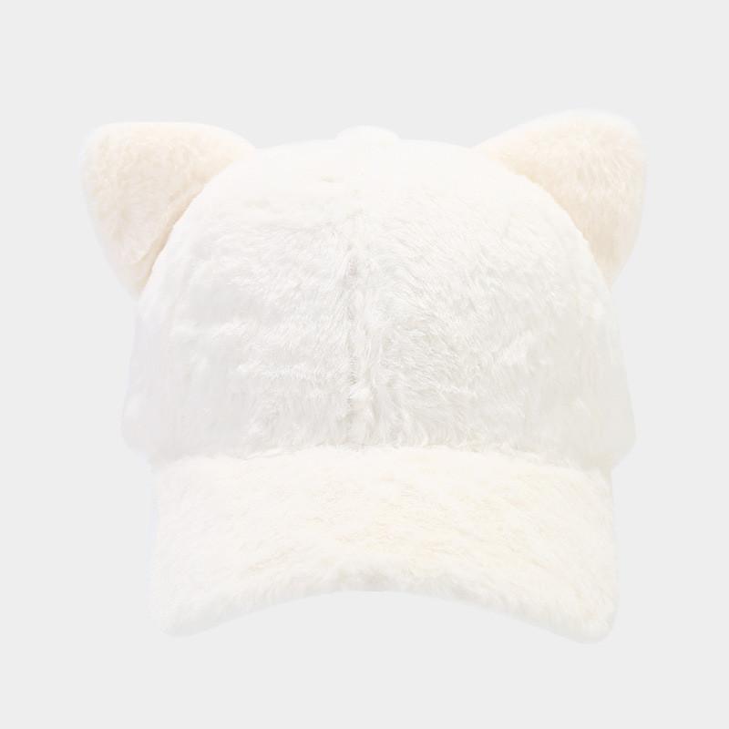 Cartoon Cat Ears Plush Baseball Cap For Winter Girls Japanese Style Sun Protection