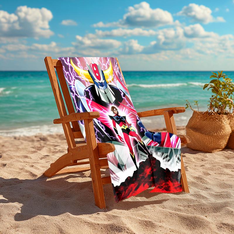 1pc UFO Robot Grendizer10 Beach Towel, Comfortable and Thick, and Swimming/Bath/Picnic/Camping Towel, Suitable for Seaside Beaches