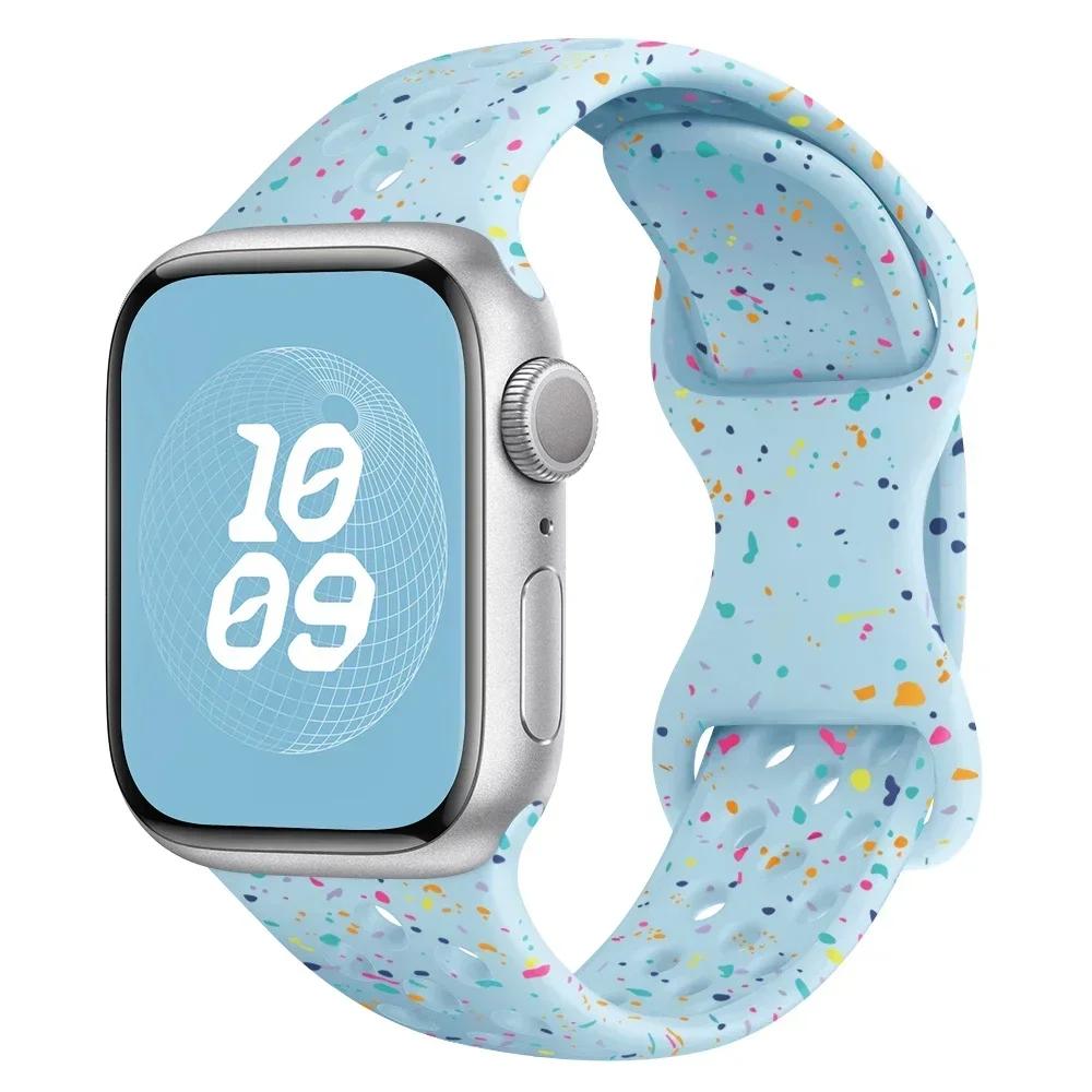Original Silicone Strap For Apple Watch Band 44mm 45mm 40mm 41mm 38 42mm Correa Breathable Iwatch Series 9 8 SE 7 6 Ultra 2 49mm