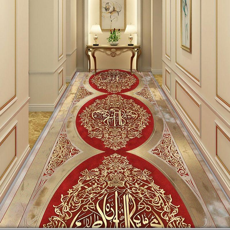 European Golden Long Corridor Carpet Luxury Decoration Home Stairs Runner Non-slip Rugs Villa Lobby Entryway Mat Customizable