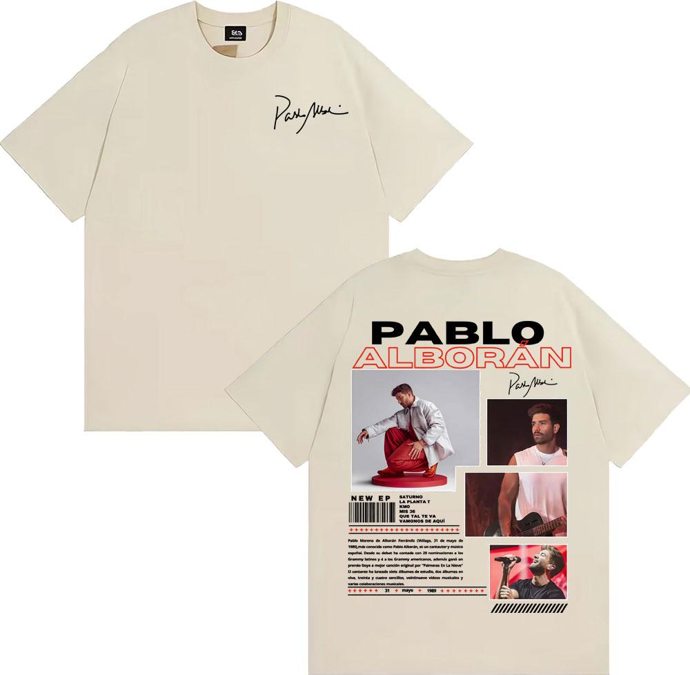 2025 Summer Rap Singer Pablo Albor Á N Global Tour Tshirt Mens Womens Hip Hop Street Cotton Short Sleeve Casual Tshirt