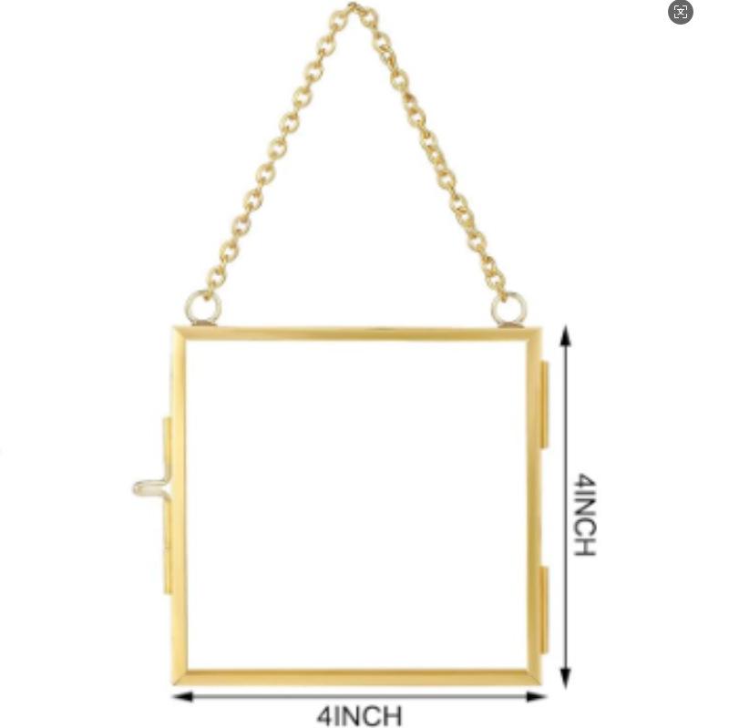 

Мини-тисненая прозрачная стеклянная металлическая фоторамка для DIY, для подвешивания произведений искусства или образцов растений Brass (Gold)