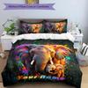 3PC Custom Name Colorful Elephant Artwork Bedding,soft and breathable,2D Flat Print,room decor.,Poster Three-piece set,Soccer Three-piece set,Art,Post