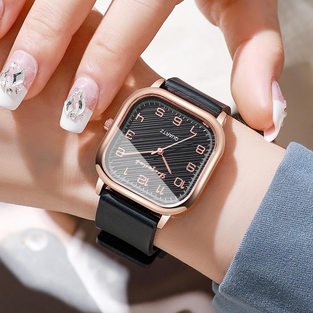 Women Square Watches Casual Silicone Strap Quartz Watch for Girls Clock
