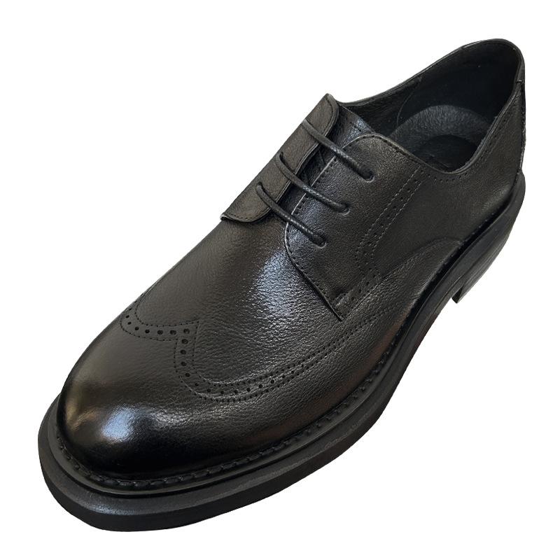 Brock Leather Shoes Men'S Business Dress Leather Breathable Casual Commuting Thick Sole Heightening British Style Men'S Leather Shoes