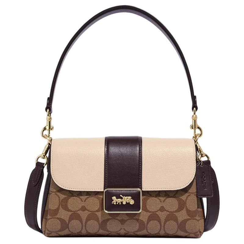 

COACH shoulder bag Grace Series 26 classic presbyopic all-over signature logo embossed charm, artificial leather, armpit bag, hand-held crossbody bag коричневий