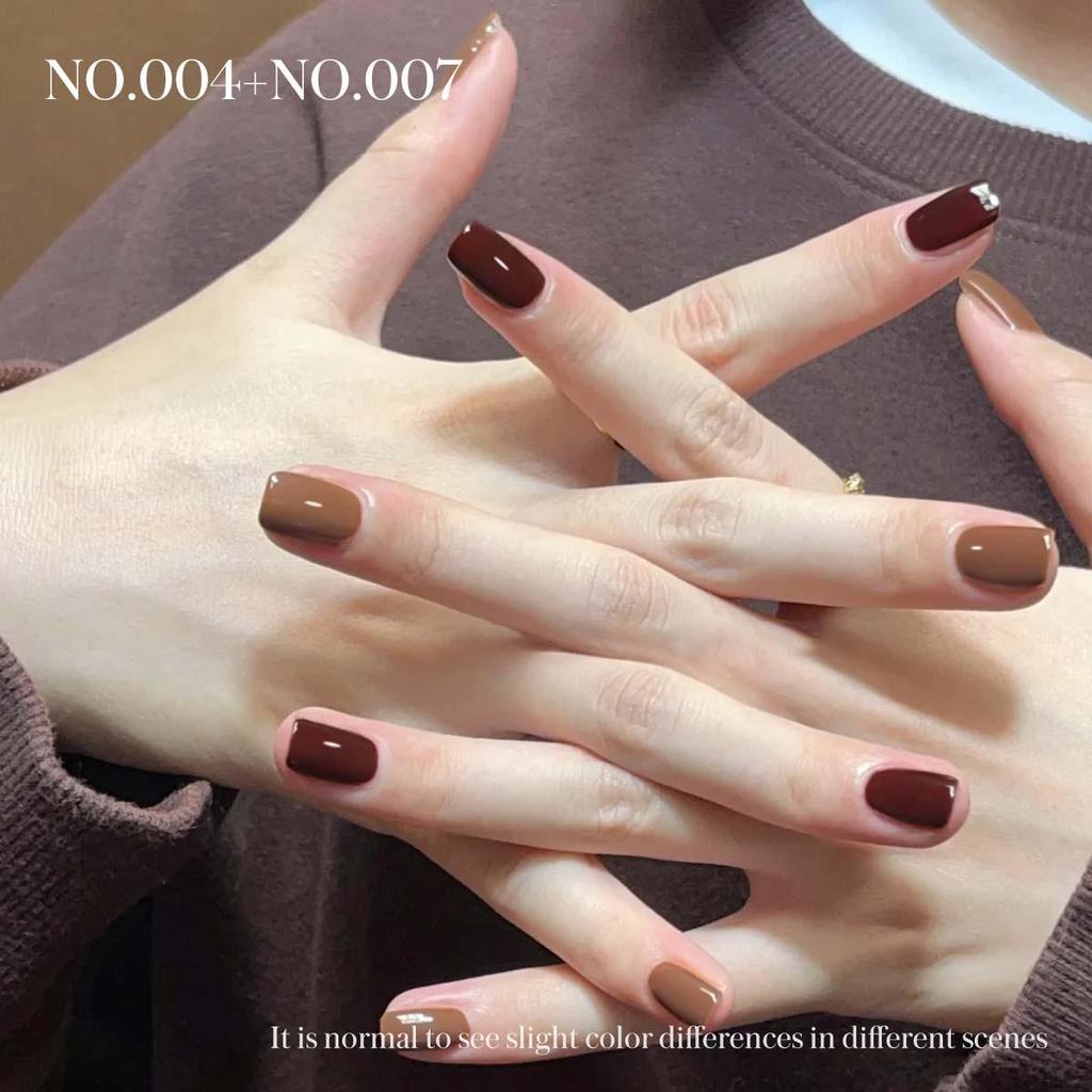Brown-Red Gel Polish 2025: Trendy Fall/Winter Color, Influencer-Approved, Light-Cured Formula for Whiter-Looking Hands, Perfect for Salons.
