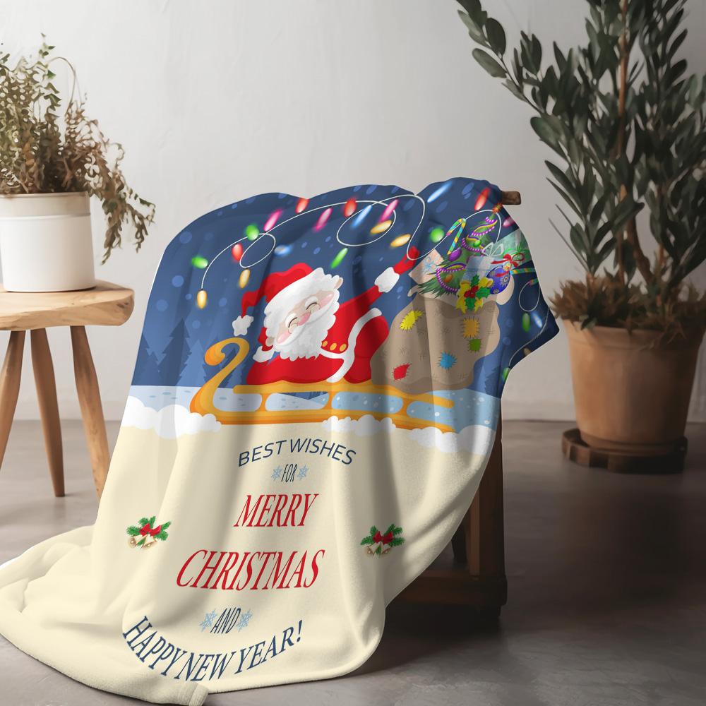 

Cozy Christmas Blanket Flannel Throw Soft Warm Festive Holiday Home Decor Gift Best Wishes Merry Christmas New Year 75x90cm
