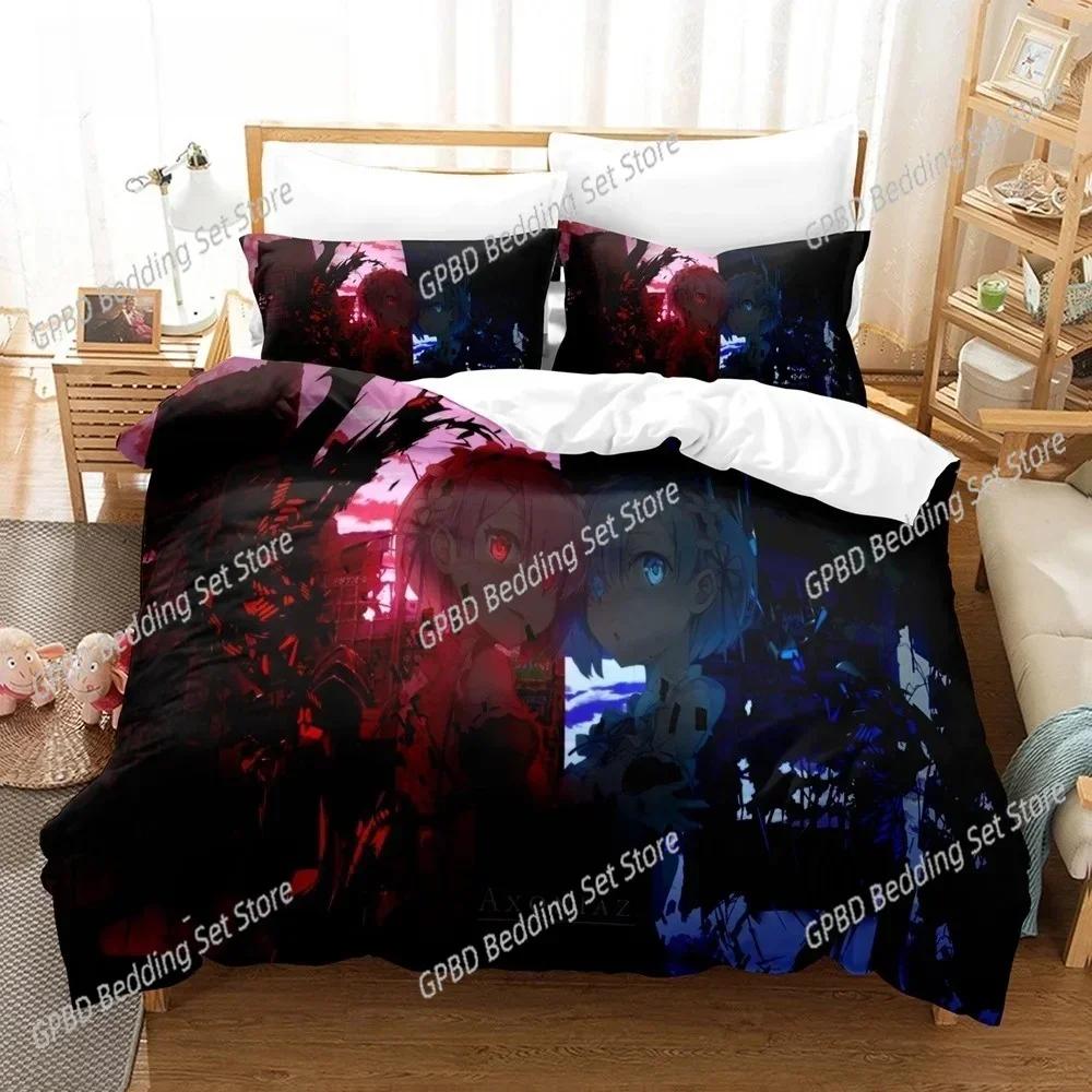 New 3D Print Re Zero Rem Ram Bedding Set Single Twin Double Queen King Cal King Size Bed Linen Set