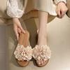 Fashion Internet celebrity versatile slippers female 2025 summer wear fairy wind flowers flat bottom beautiful beach sandals