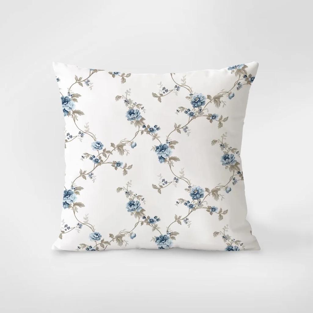 Blue Vintage Floral Pillowcase Dormitory Decoration Office Living Room Sofa Home Pillowcase40x40cm 50x50 45x45