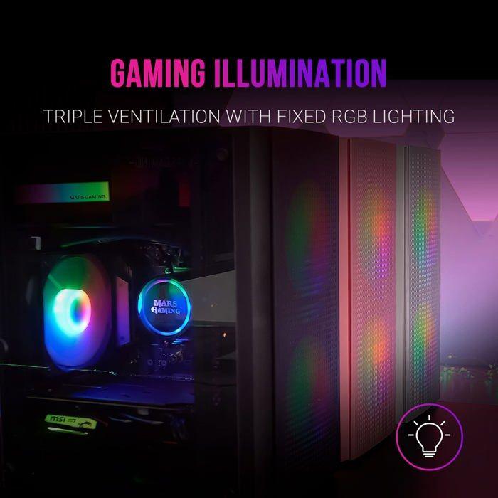 Boîtier PC Micro ATX - Mars Gaming - MC300 Blanc - Verre Trempé - 3 Ventilateurs FRGB - Total-Mesh