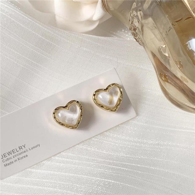 Luxury Shiny Zircon Black Love Heart Stud Earrings For Women Fashion Wedding Party Jewelry  Girls Gifts