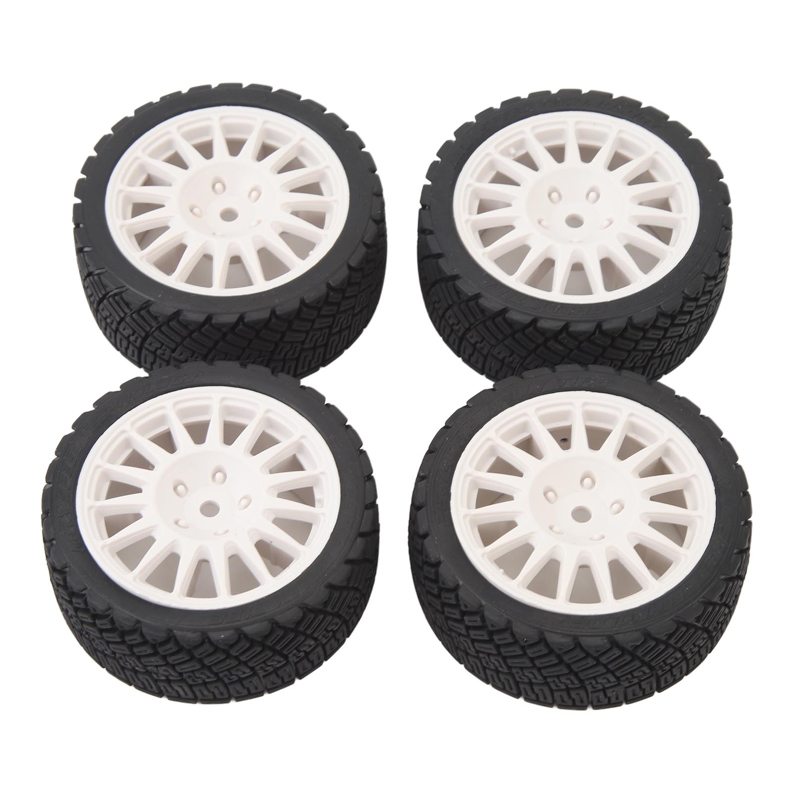 

4Pcs 1/10 RC Автомобільна шина Пластиковий обід Гумовий RC Автомобільний диск Заміна шини для TT01 TT02 XV01 White