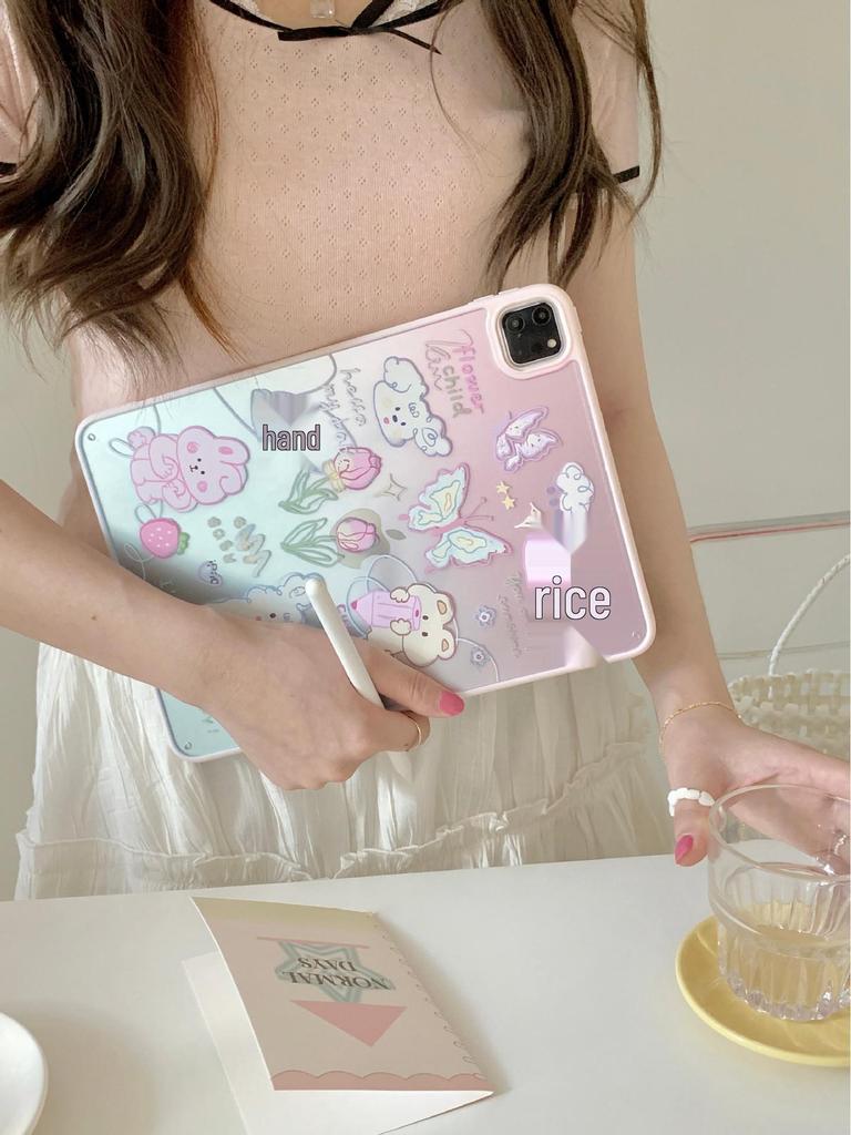 Acrylic Butterfly Tulip Rabbit Case for iPad Pro (2021-2025)