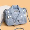 Personalized Suit Bag Fashionable Rivet Single-shoulder Bag Versatile Crossbody Denim Small Square Bag for Ladies