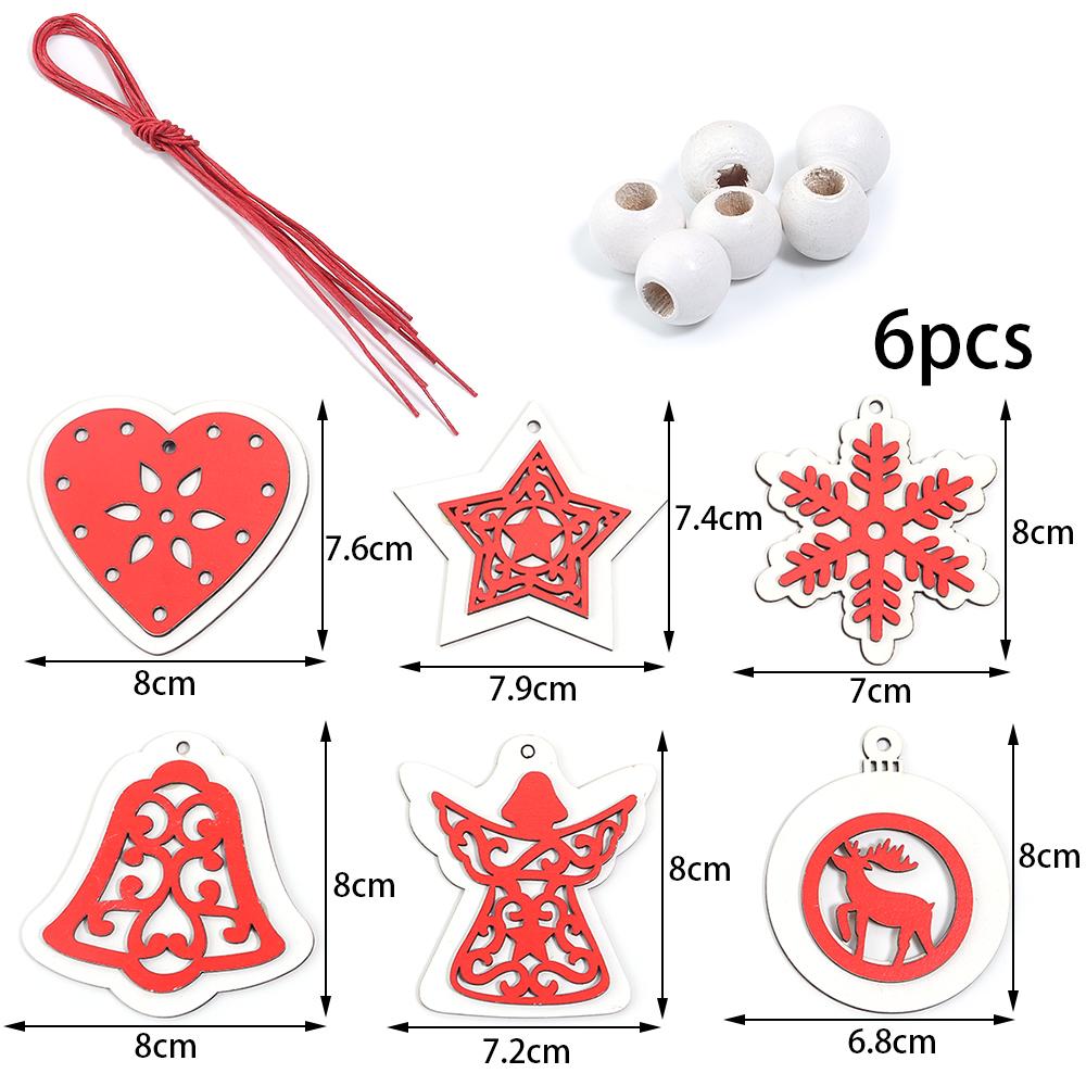 Wooden Christmas Hanging Ornaments Snowman Snowflake Bell shaped Pendant For DIY Craft Home New Year Christmas Tree Decoration