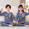 Kids' Cotton Pajama Set: Boys' Warm Underwear or Girls' Autumn Sweater and Pants, Small to Medium Sizes.