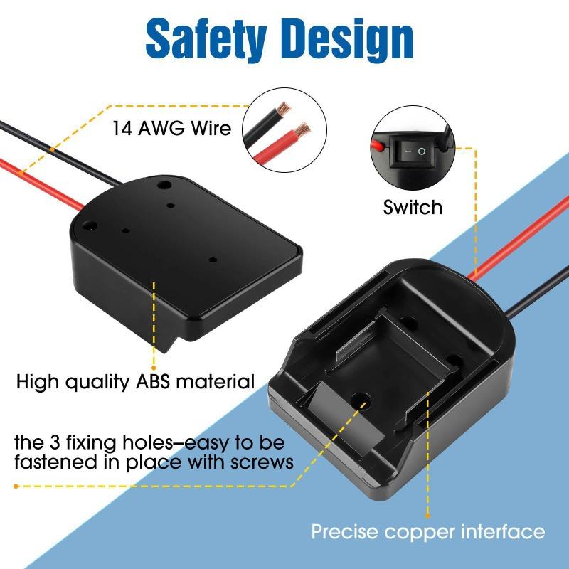 DIY Battery Adapter Compatible with For Makita/Milwaukee 18V Lithium Batteries with Power Connector and I/O Switch for Toy Cars