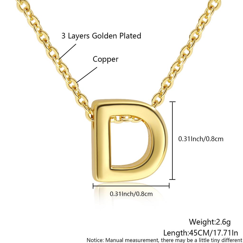 26 Large Capital English Letter Necklace Polished Smooth Hole-Punched Pendant Fine Chain Women's Item