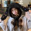 Winter outdoor thermal hat children plush cartoon cute rabbit ears cold protection ear protection knitted pullover hat tide