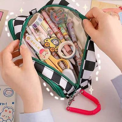 Trousse à crayons Kawaii Portable Grande Capacité Toile Pochette à stylos Mignonne Trousse à cosmétiques Pour Étudiants Fournitures Scolaires