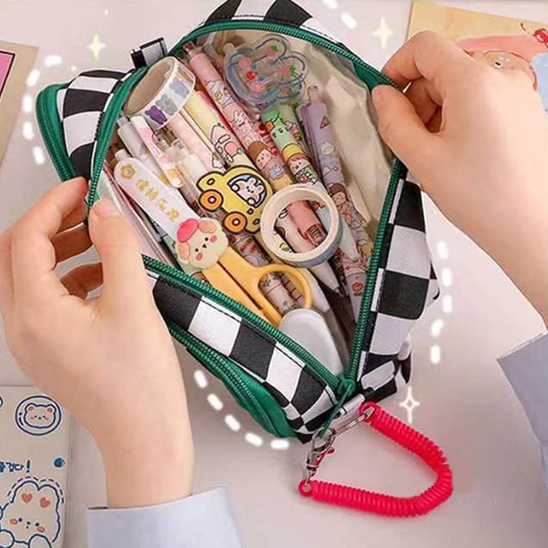 Kawaii Pencil Case Portable Large Capacity Canvas Pen Pouch Cute Cosmetic Bag For Students School Supplies