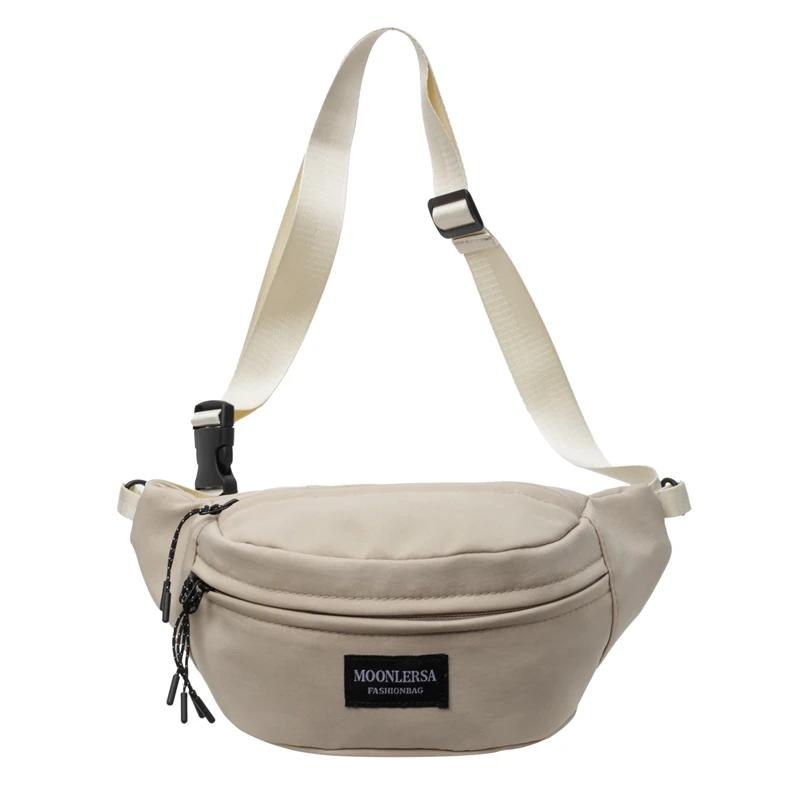 

Универсальная холщовая сумка через плечо, однотонная, повседневная, нагрудная сумка на талии с застежкой-молнией, мягкая, многофункциональная, модная, новая продукция