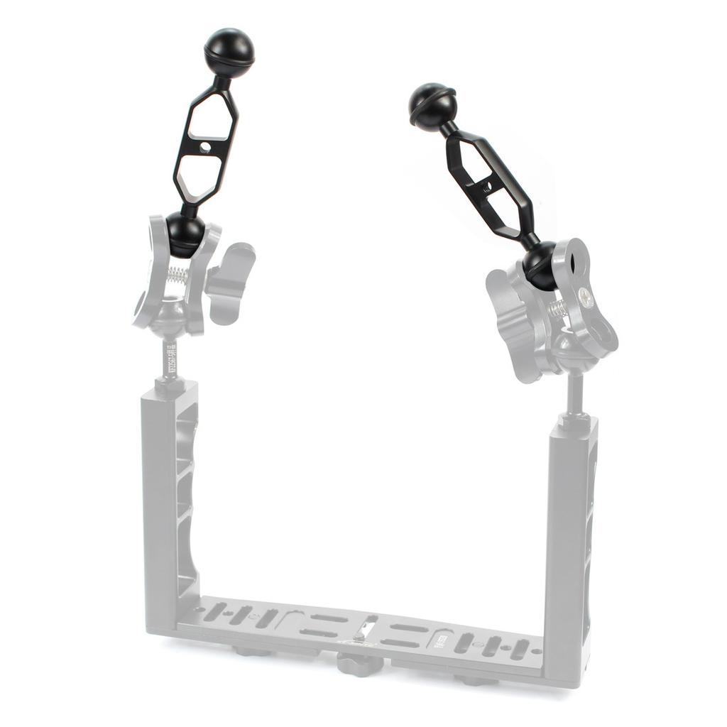 Adaptateur à rotule 1" Bras d'extension à double rotule 5 7 9 11 pouces pour GoPro Fixation à pince papillon sous-marine Éclairages de plongée