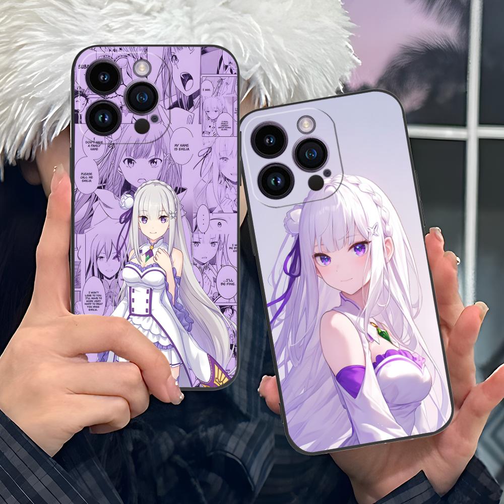 ReZero Emilia Waifu Mobile Phone Case for iPhone 17 16 15 14 13 12 11 X XR XS 8 7 Air Pro Max Plus Mini Colorful Cover Luxury