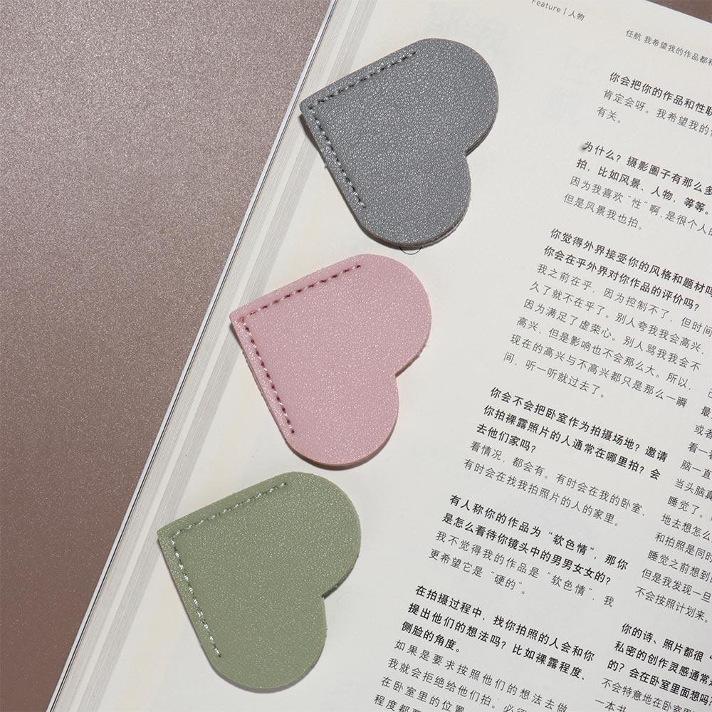 Heart-shaped Leather Bookmark Multicolor Reading Bookmarks Mini Corner Page Marker  Readers