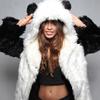 European and American fur coat women's medium and long rabbit ears cartoon bear artificial fur Halloween hooded costume