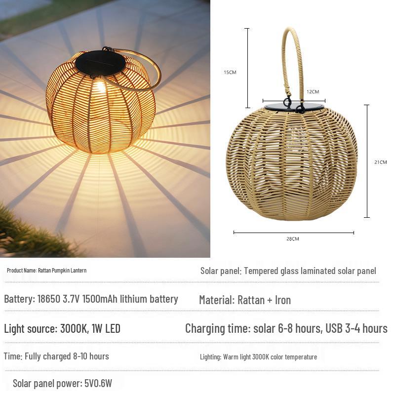 

Solar-Powered Pumpkin Lantern: Waterproof Outdoor Hanging Light for Courtyards, No Wiring Required, Embracing a Chinese-Inspired Atmosphere.