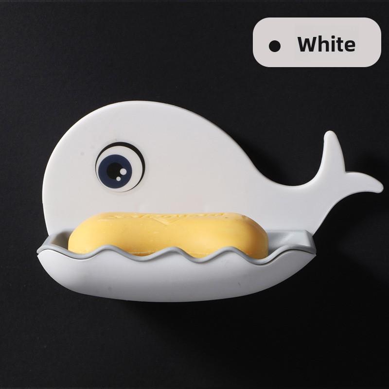 

Soap Box Without Perforation, Household Soap Storage Rack, Draining Little Whale, Cute Cartoon Wall-mounted Bathroom Storage Box белый