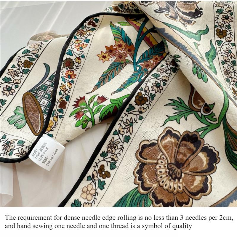 110*110cm oboustranný hedvábný šátek Dámský velkorysý šátek Mulberry Hedvábný šátek