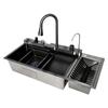 Whale Waterfall Rain Spray Large Single Bowl Sink with Draining Rack and Stainless Steel Vegetable Washing Basin