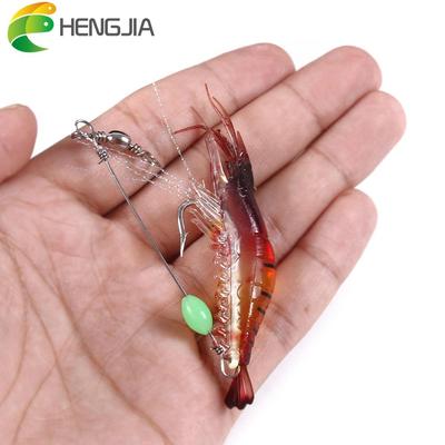 HENGJIA Künstlicher weicher Köder, PVC-Kunststoff, Garnelenköder mit leuchtenden Perlen, leuchtender Köder, Angelgerät