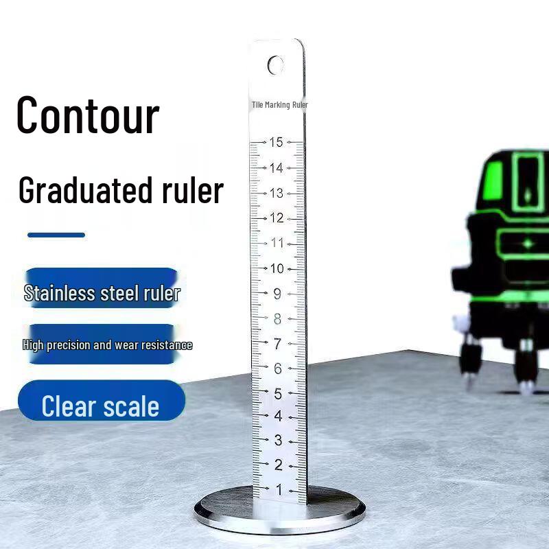 DITRON Stainless Steel Tile Leveling & Measuring Ruler