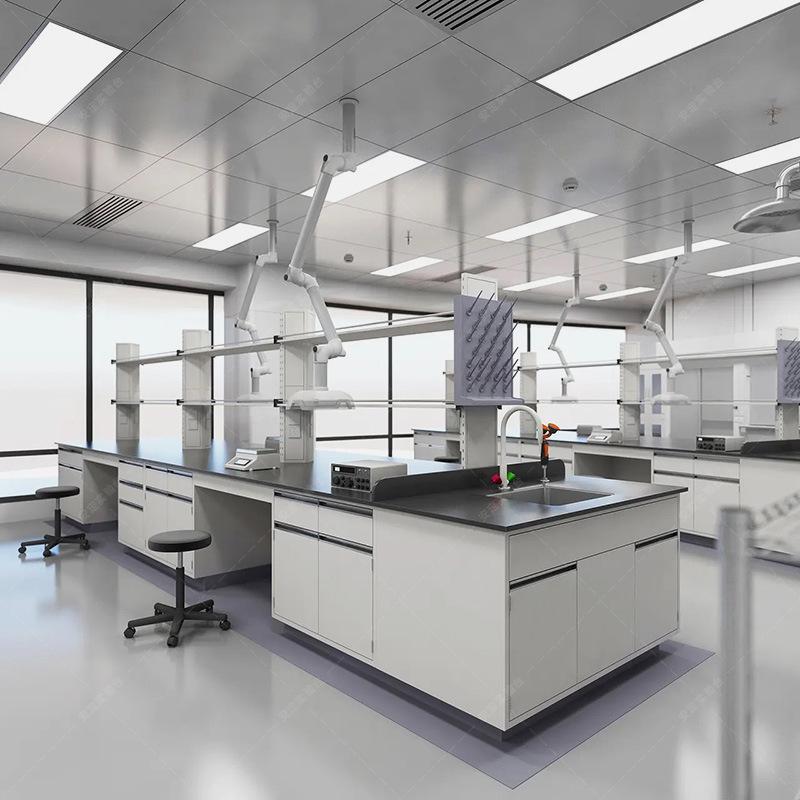 All-Steel Lab Workbench: Steel-Wood Central Side Bench, Anti-Static Operating Table for Schools and Hospitals